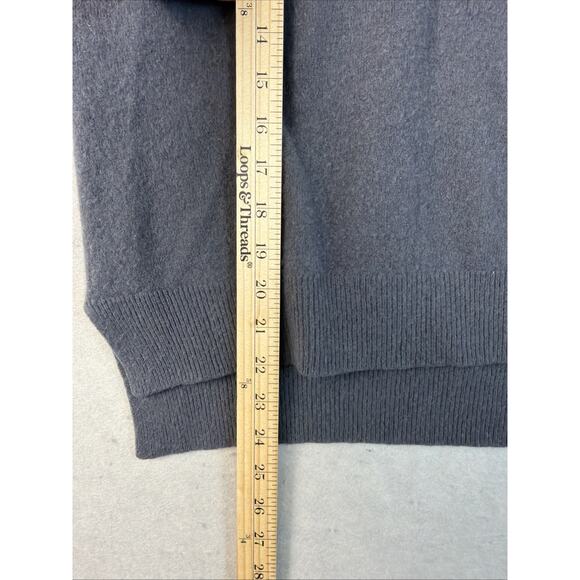 Neiman Marcus Cashmere Sweater Lg Grey 100% Cashmere Quiet Luxury Drop Tail Hem - Picture 9 of 10
